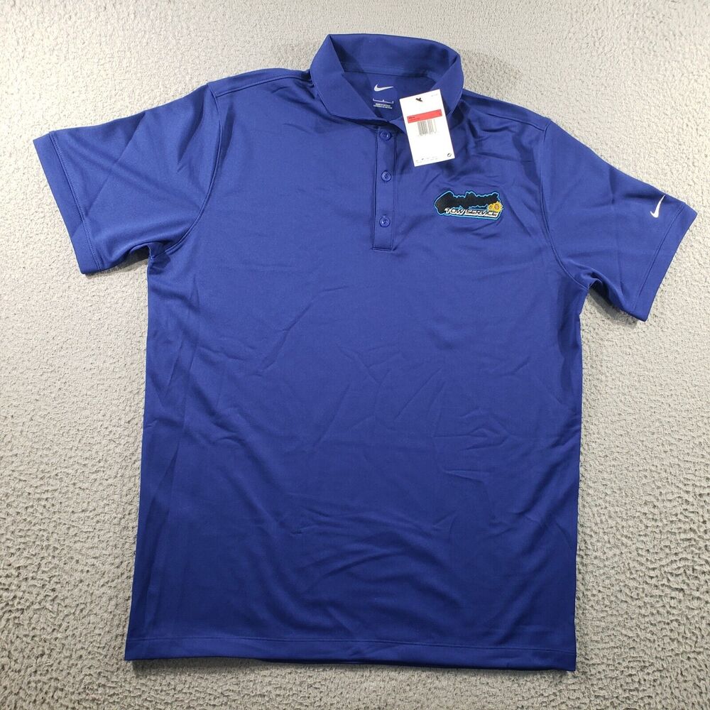 Nike Shirt Men's Large Short Sleeve Blue Polo Embroidered Tow Service Stretch